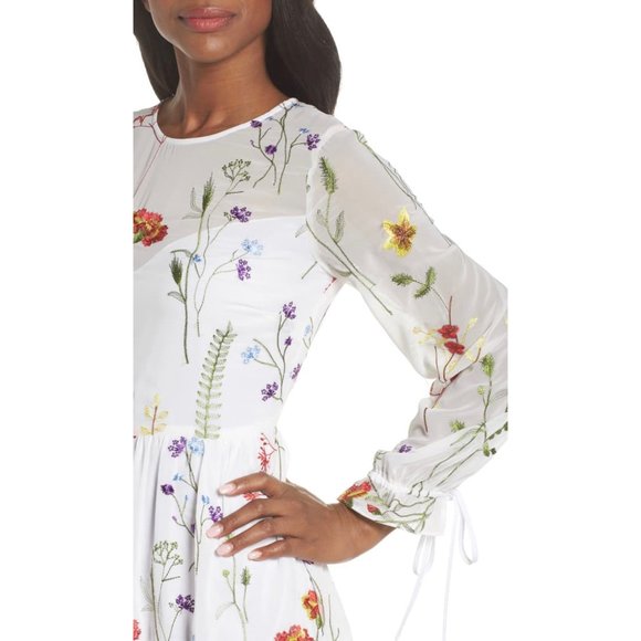 Chelsea28 Sheer Floral Embroidered Midi Dress S - Picture 8 of 11